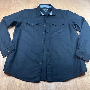 Cody James Mens L Black Western Snap Shirt Long Sleeve Cowboy
